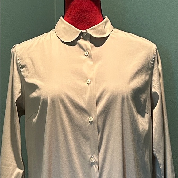 Sara Roka Taupe Elegant Button-Down Top Size 42 - Picture 3 of 16